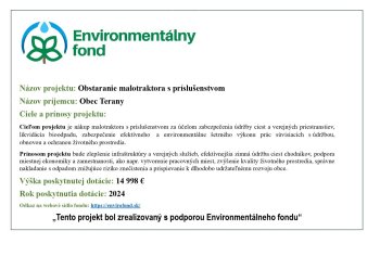 Obstaranie malotraktora s príslušenstvom